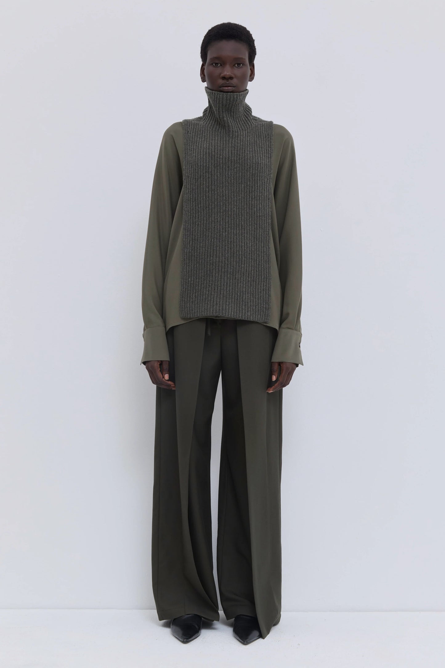 Christian Wijnants | Kawsar Ribbed Bib Turtle Neck Forest Melange