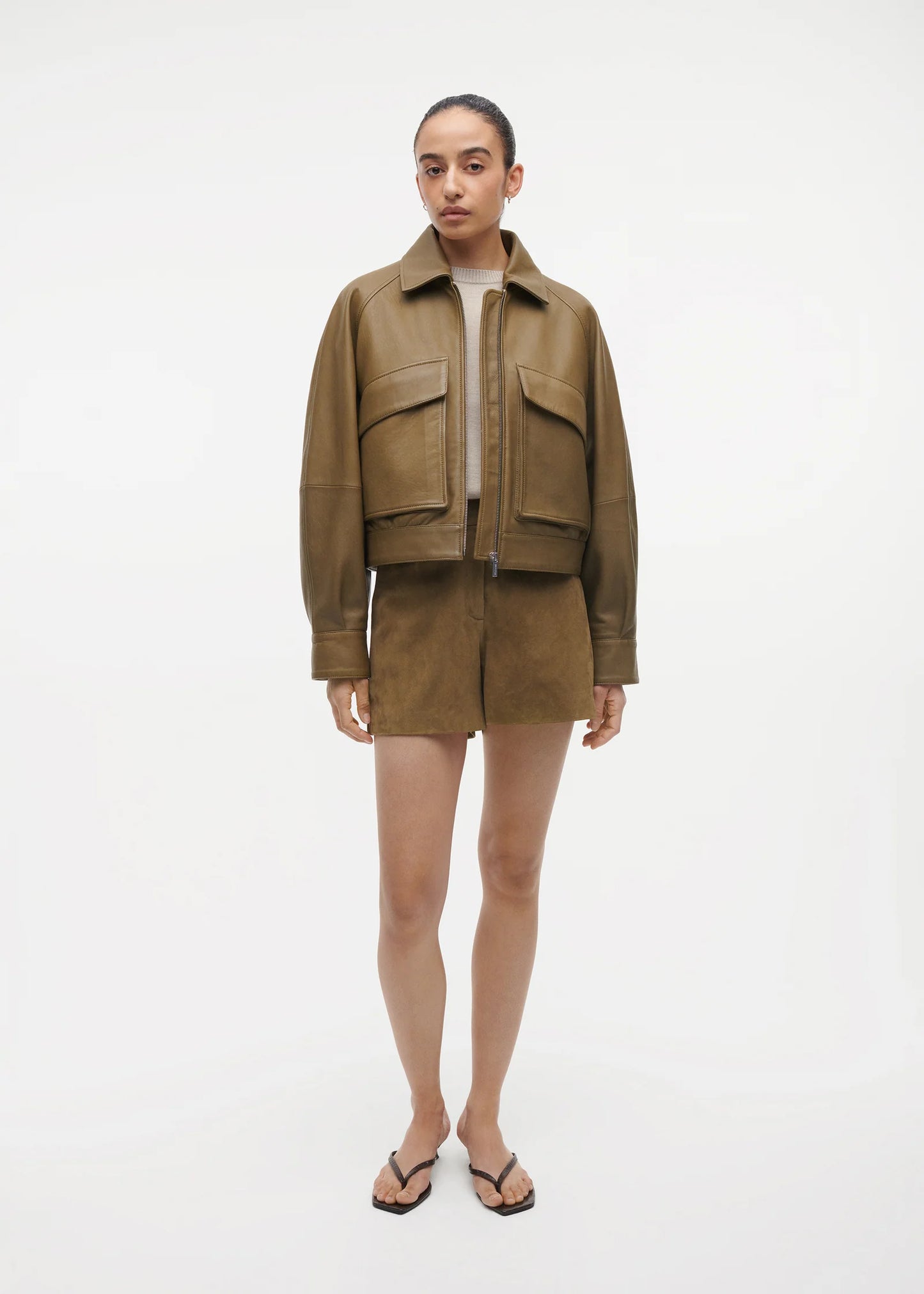 Studio AR | Ana Leather Jacket Pesto