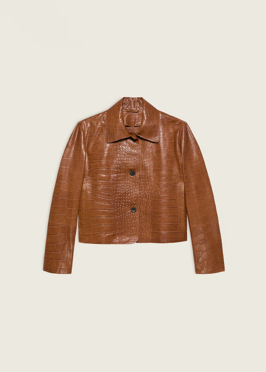 Arma | Emy Lamb Nappa Print Jacket Camel