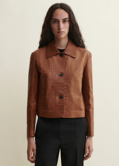 Arma | Emy Lamb Nappa Print Jacket Camel