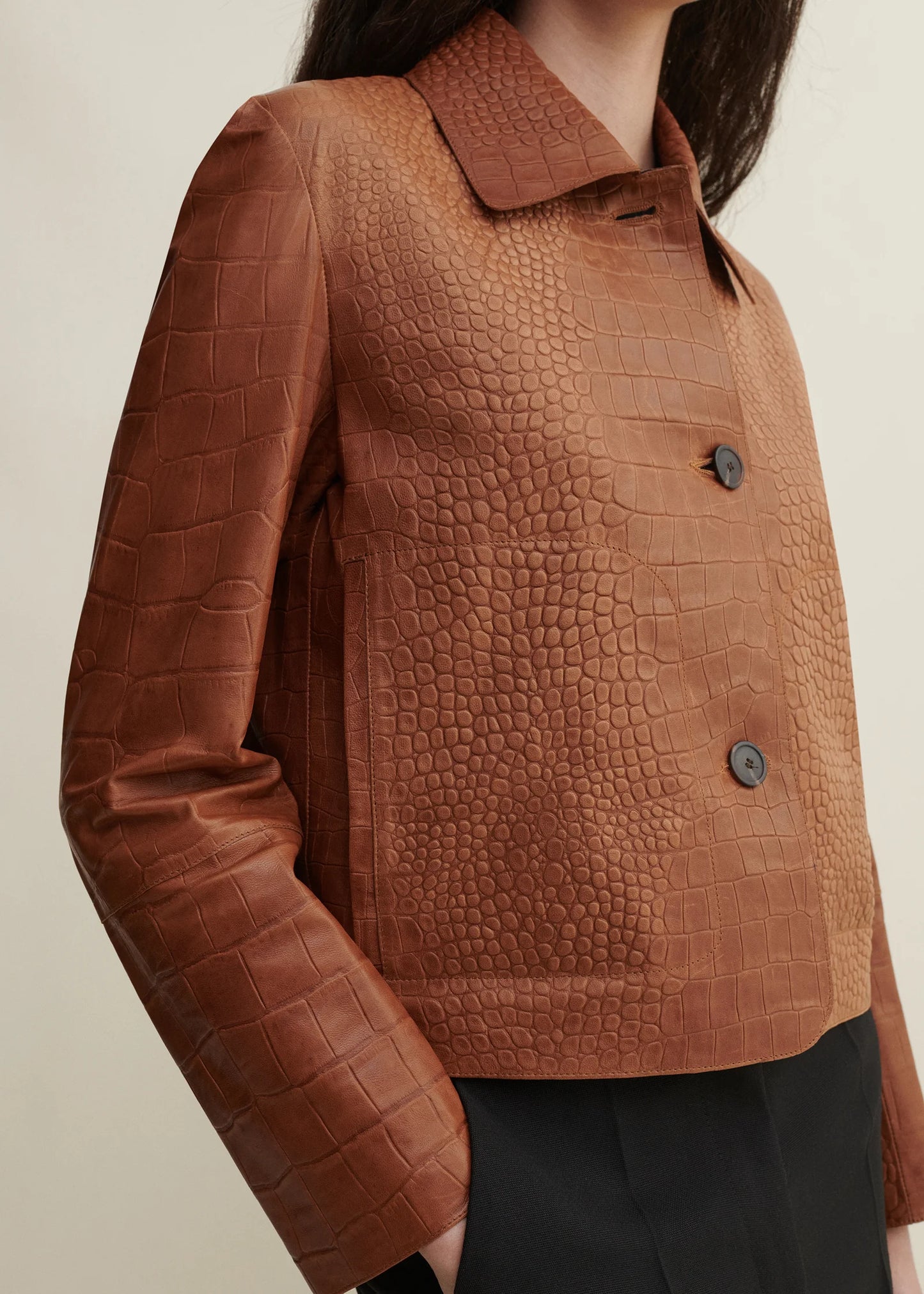 Arma | Emy Lamb Nappa Print Jacket Camel