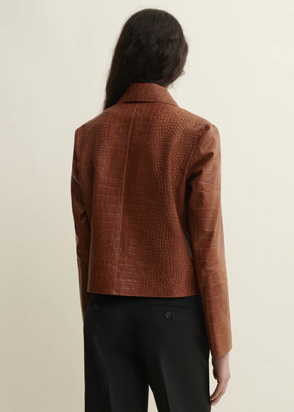 Arma | Emy Lamb Nappa Print Jacket Camel