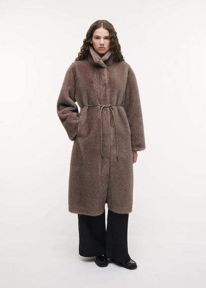Studio AR | Freja Coat Faux Mink Pebble