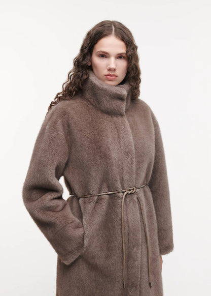Studio AR | Freja Coat Faux Mink Pebble