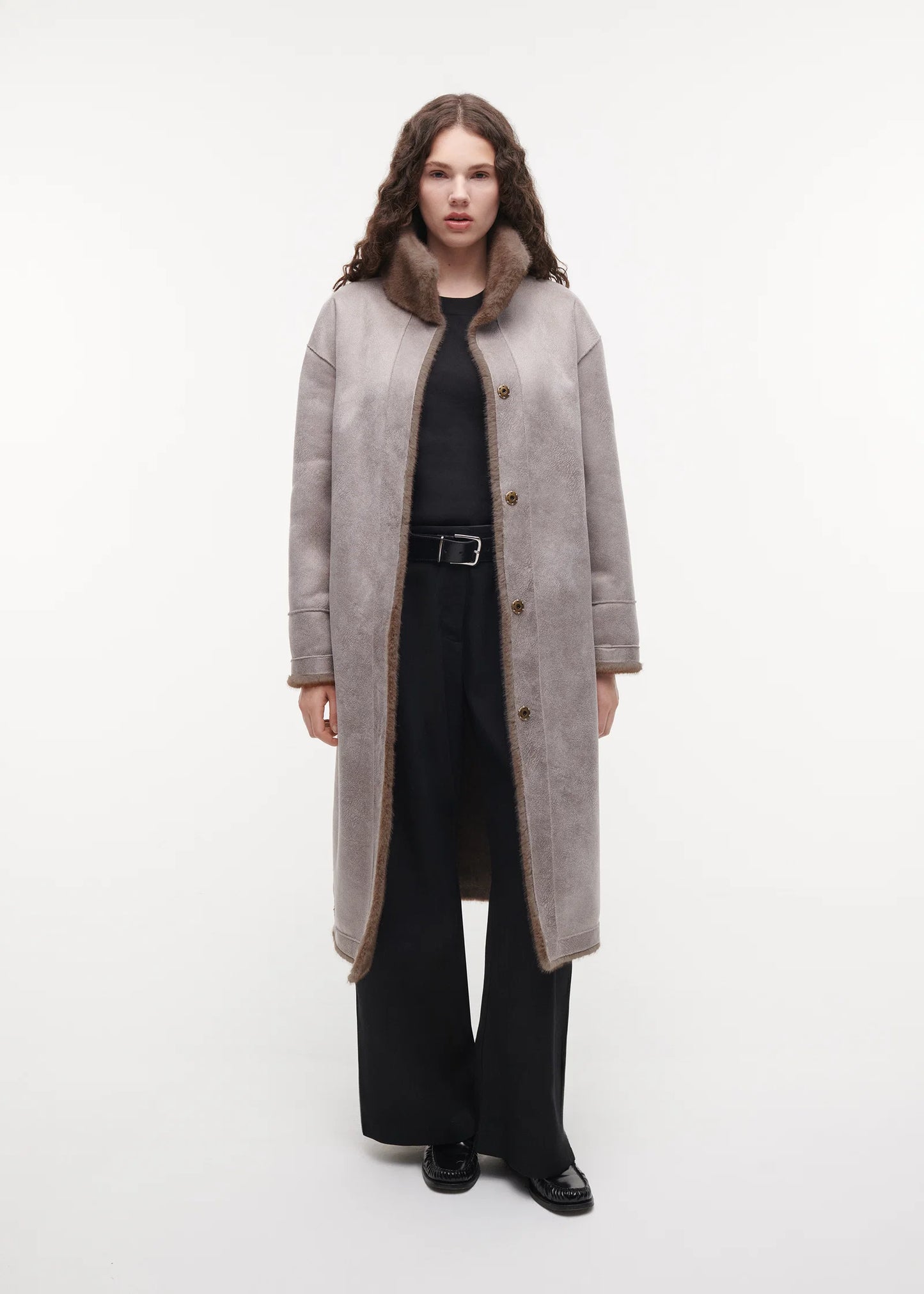 Studio AR | Freja Coat Faux Mink Pebble