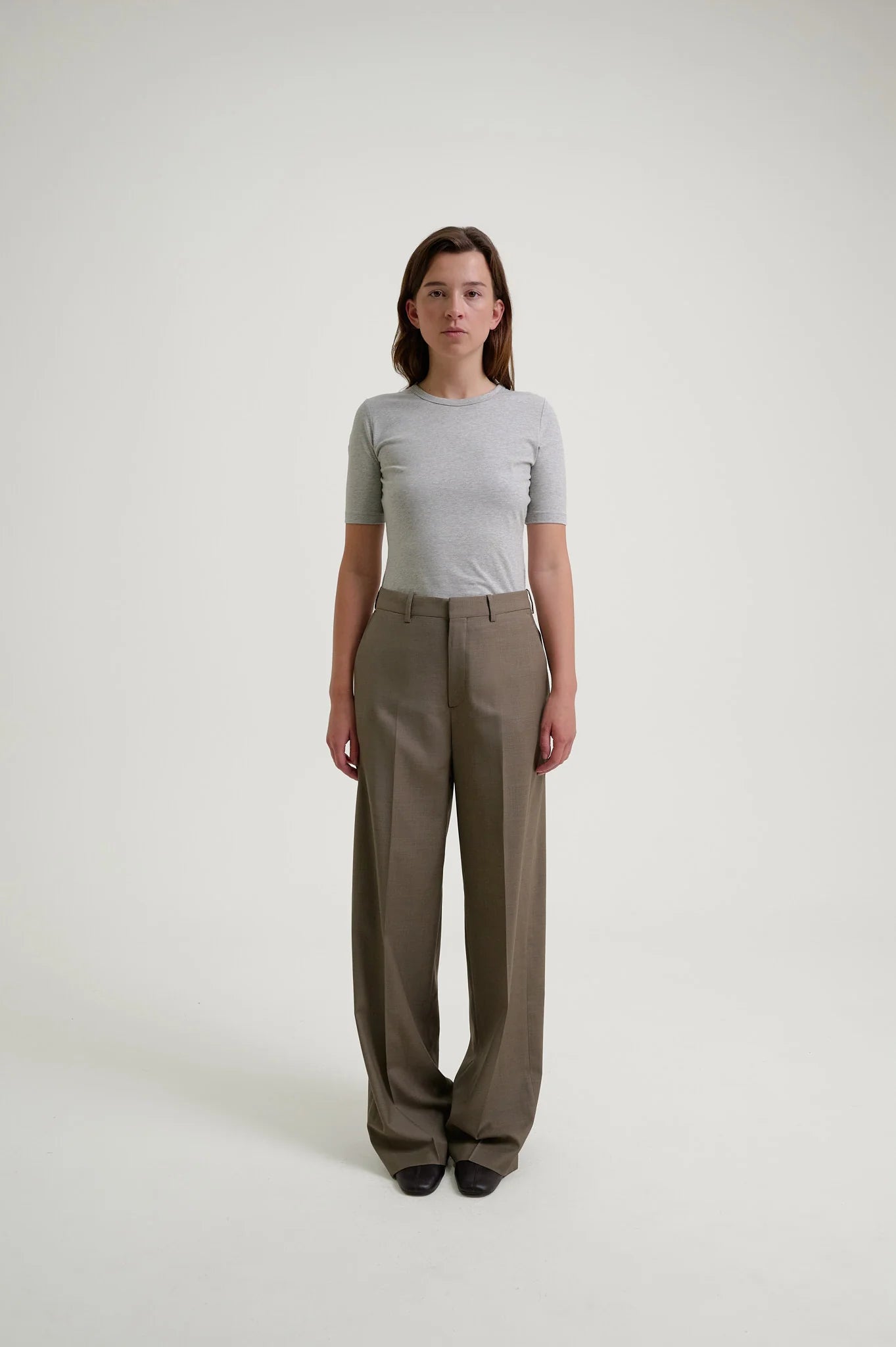Herman | Wide Leg Trousers Brown Melange