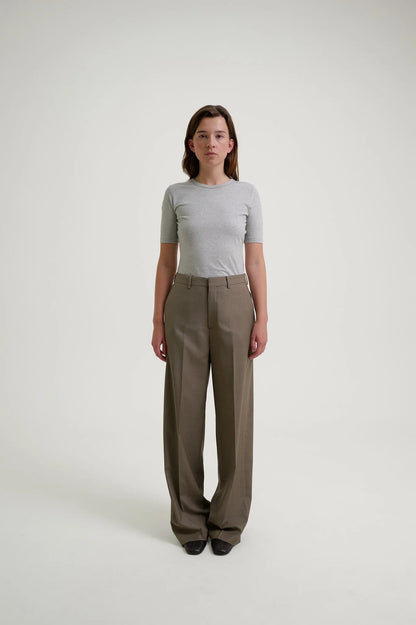 Herman | Wide Leg Trousers Brown Melange