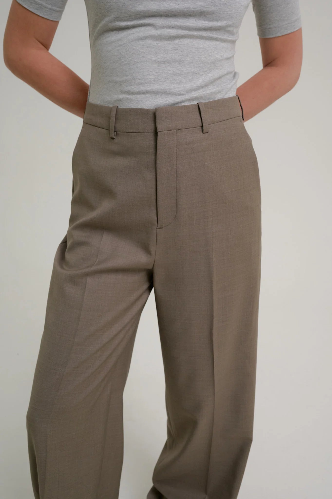 Herman | Wide Leg Trousers Brown Melange