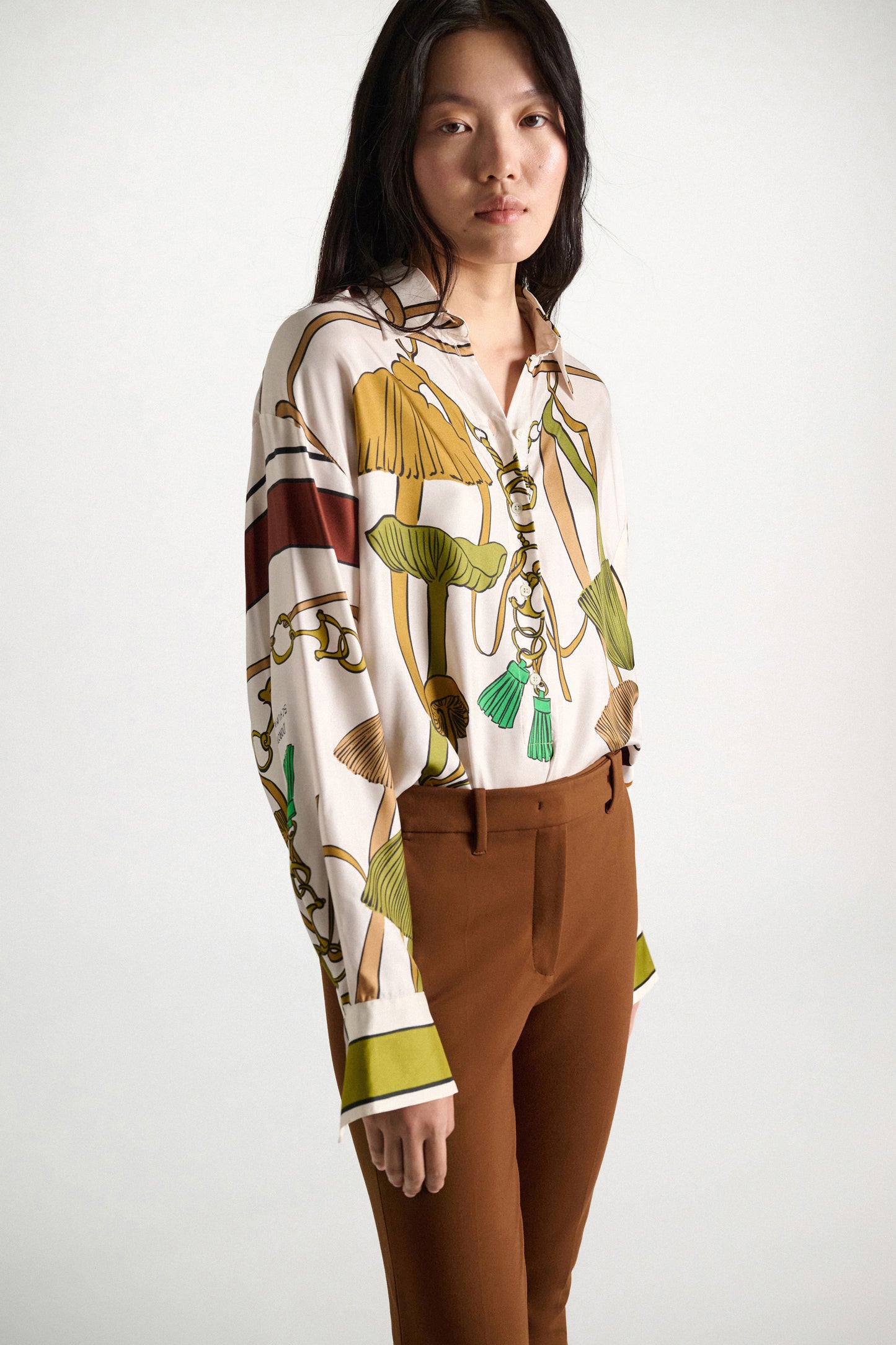 Dorothee Schumacher | Cosmic Funghi Blouse Brown Ribbon Scarf
