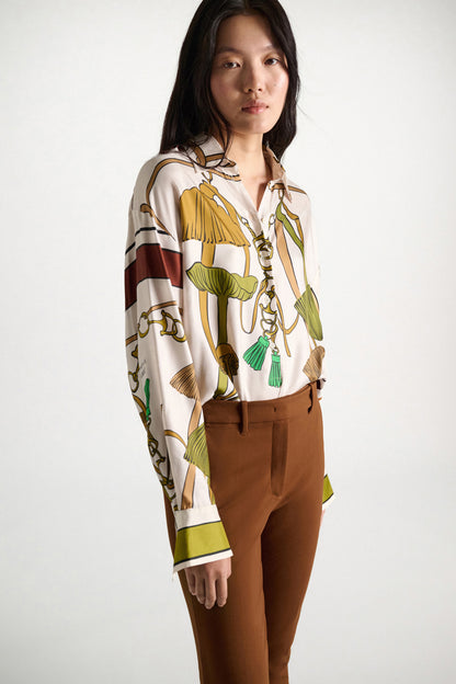 Dorothee Schumacher | Cosmic Funghi Blouse Brown Ribbon Scarf