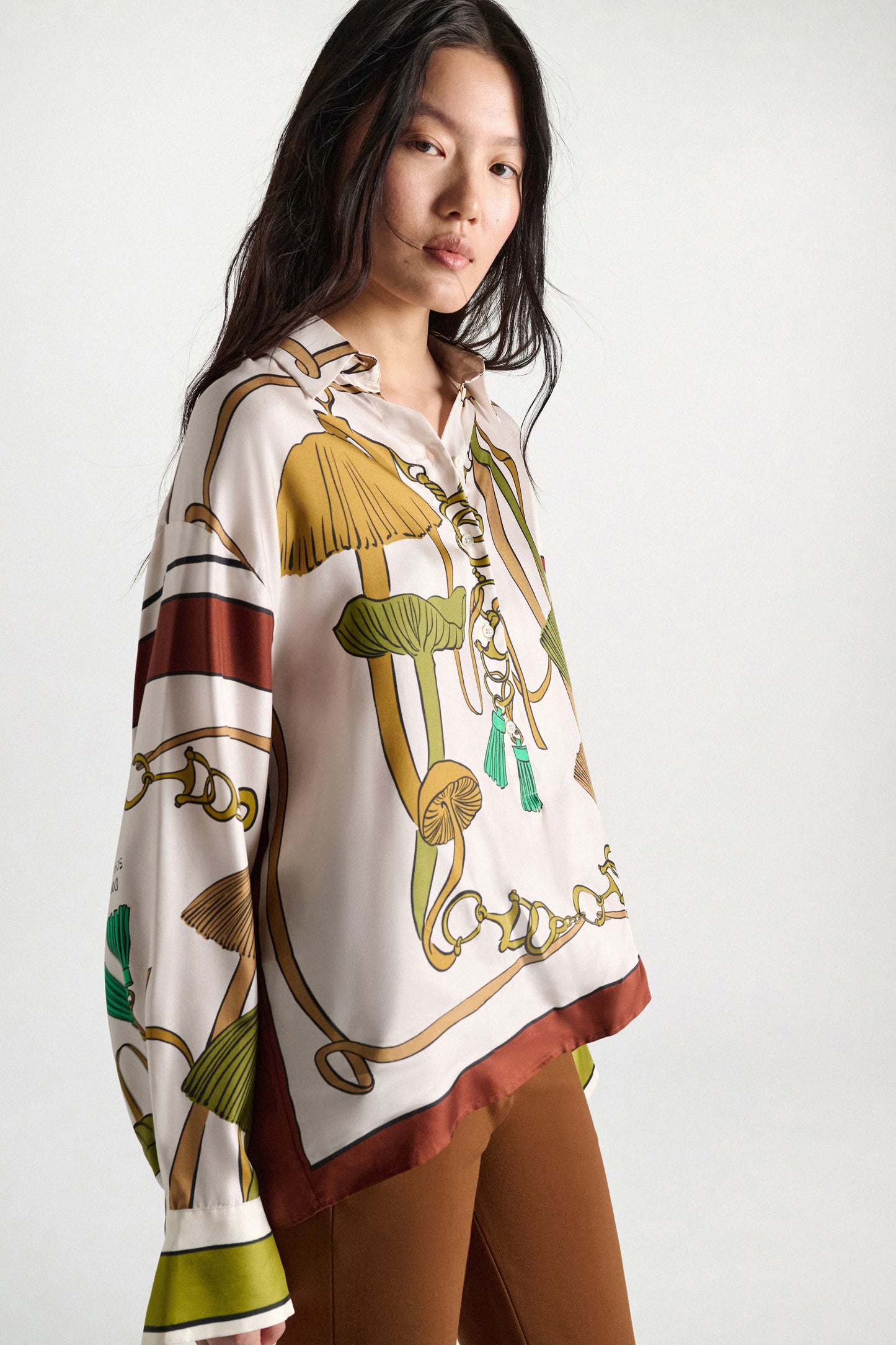 Dorothee Schumacher | Cosmic Funghi Blouse Brown Ribbon Scarf