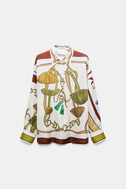 Dorothee Schumacher | Cosmic Funghi Blouse Brown Ribbon Scarf