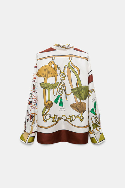 Dorothee Schumacher | Cosmic Funghi Blouse Brown Ribbon Scarf