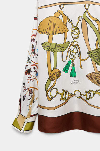 Dorothee Schumacher | Cosmic Funghi Blouse Brown Ribbon Scarf