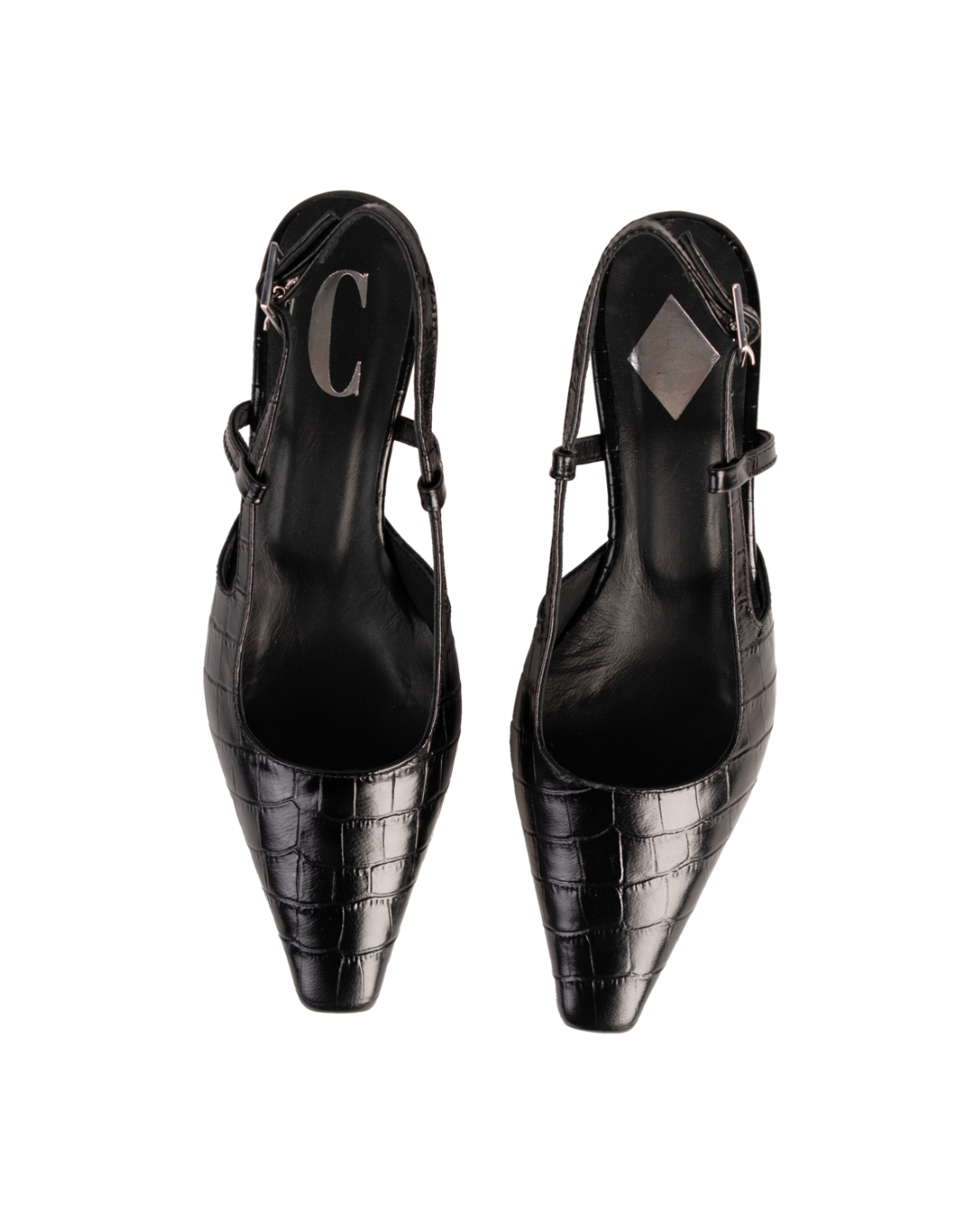 Cara Rosa | Anguilla Slingbacks Embossed Leather Black