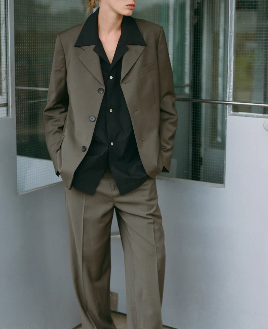 Herman | Tapered Wool Trousers Brown