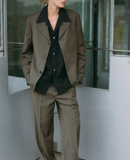 Herman | Tapered Wool Trousers Brown