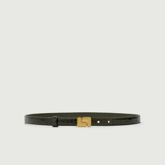 Soeur | Ninon Mini Belt Olive Green Croco
