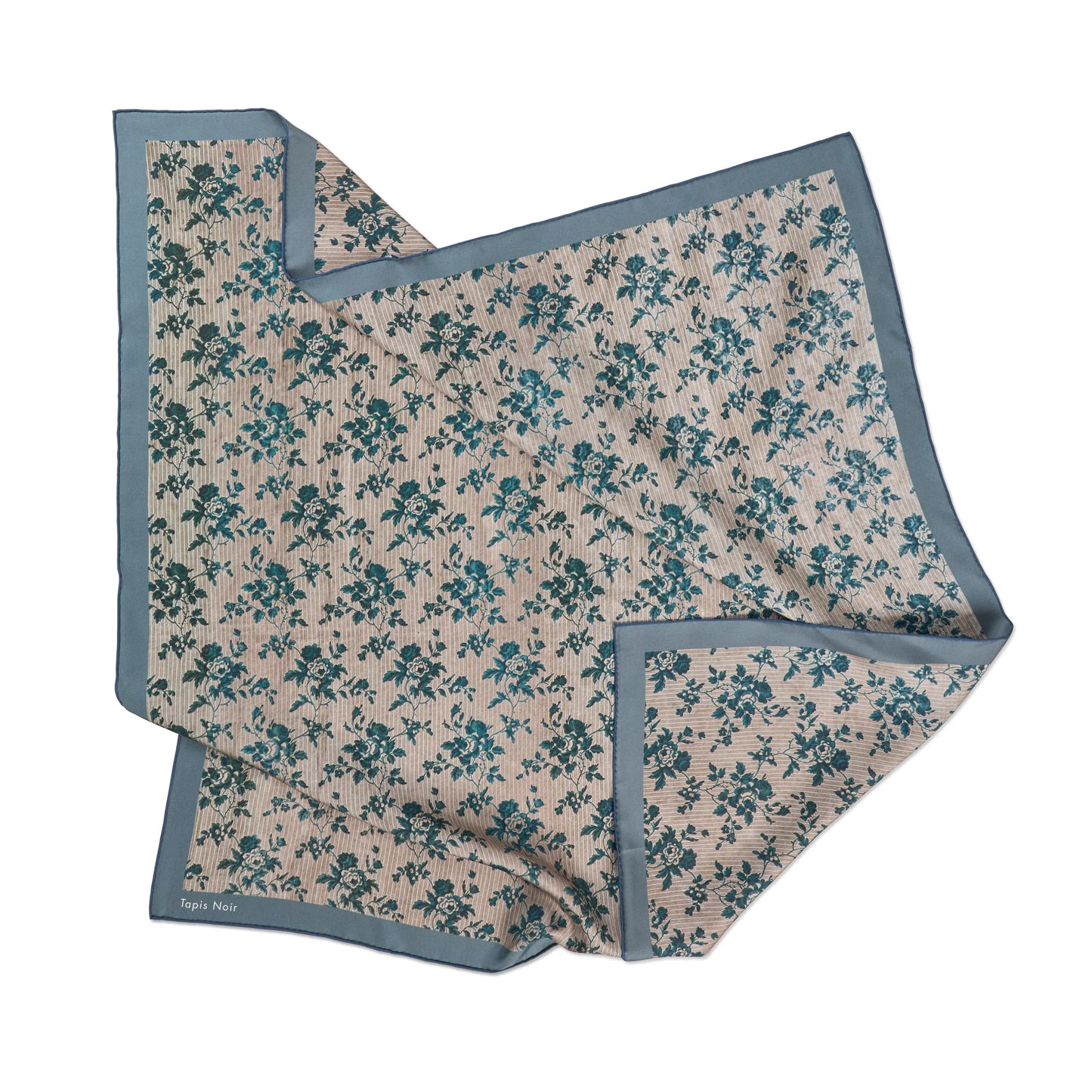 Tapis Noir | Classical Blue Flower Stripe Scarf Blue