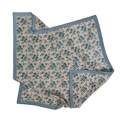 Tapis Noir | Classical Blue Flower Stripe Scarf Blue