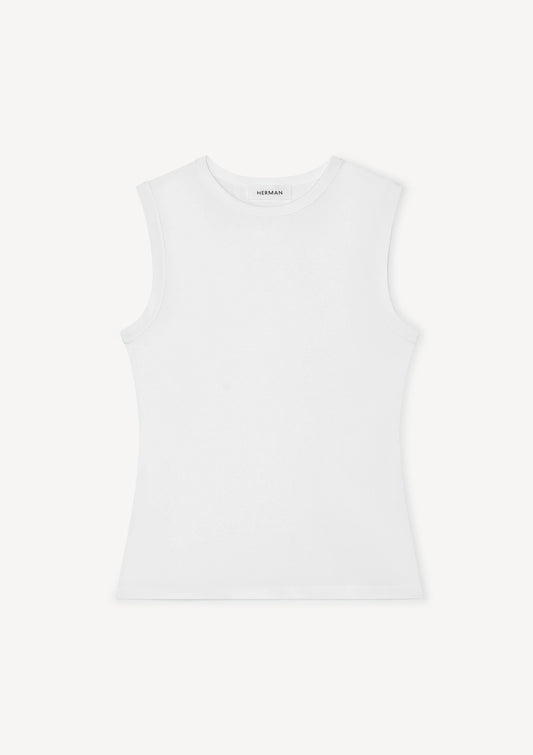 Herman | Fitted Crewneck Tank White