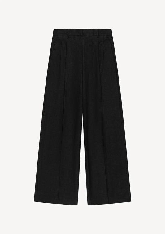 Herman | Pleated Trouser Linnen Black