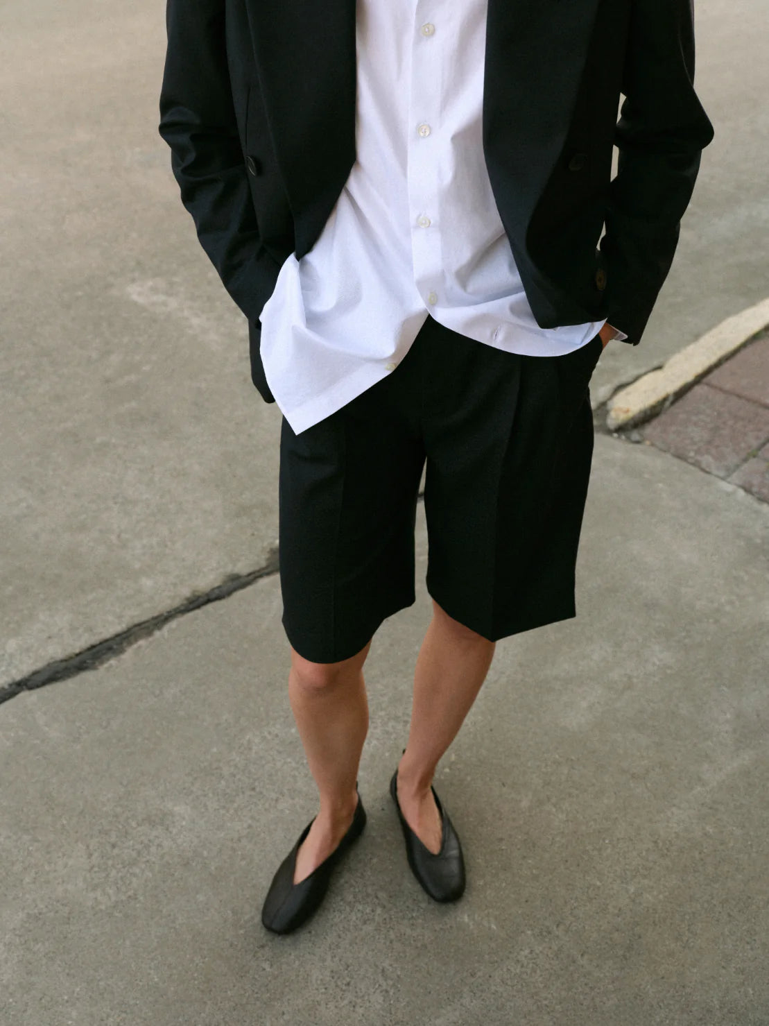 Herman Pleated Shorts Linnen Black