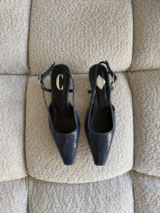 Cara Rosa | Laura Slingbacks Python Embossed Leather Jeans
