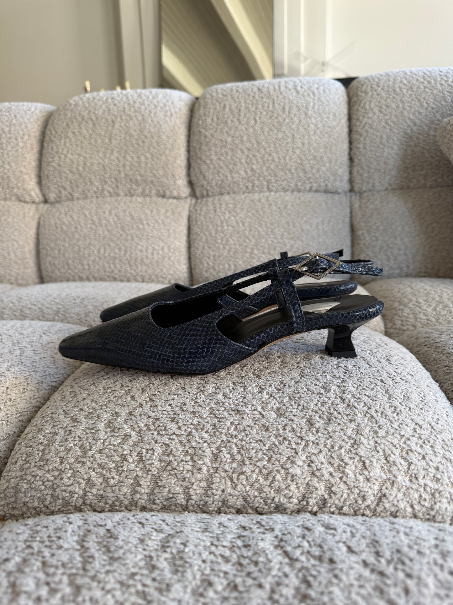 Cara Rosa | Laura Slingbacks Python Embossed Leather Jeans