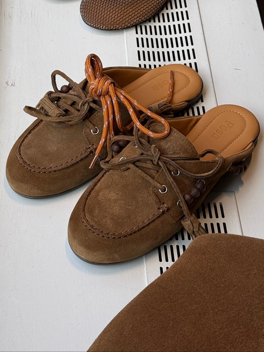 POSA | Boat Loafer Mule Beads Tobacco