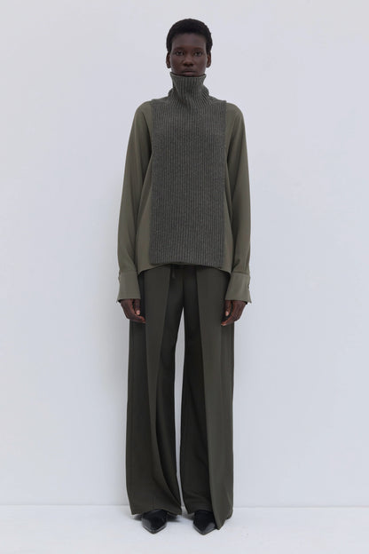Christian Wijnants | Kawsar Ribbed Bib Turtle Neck Forest Melange