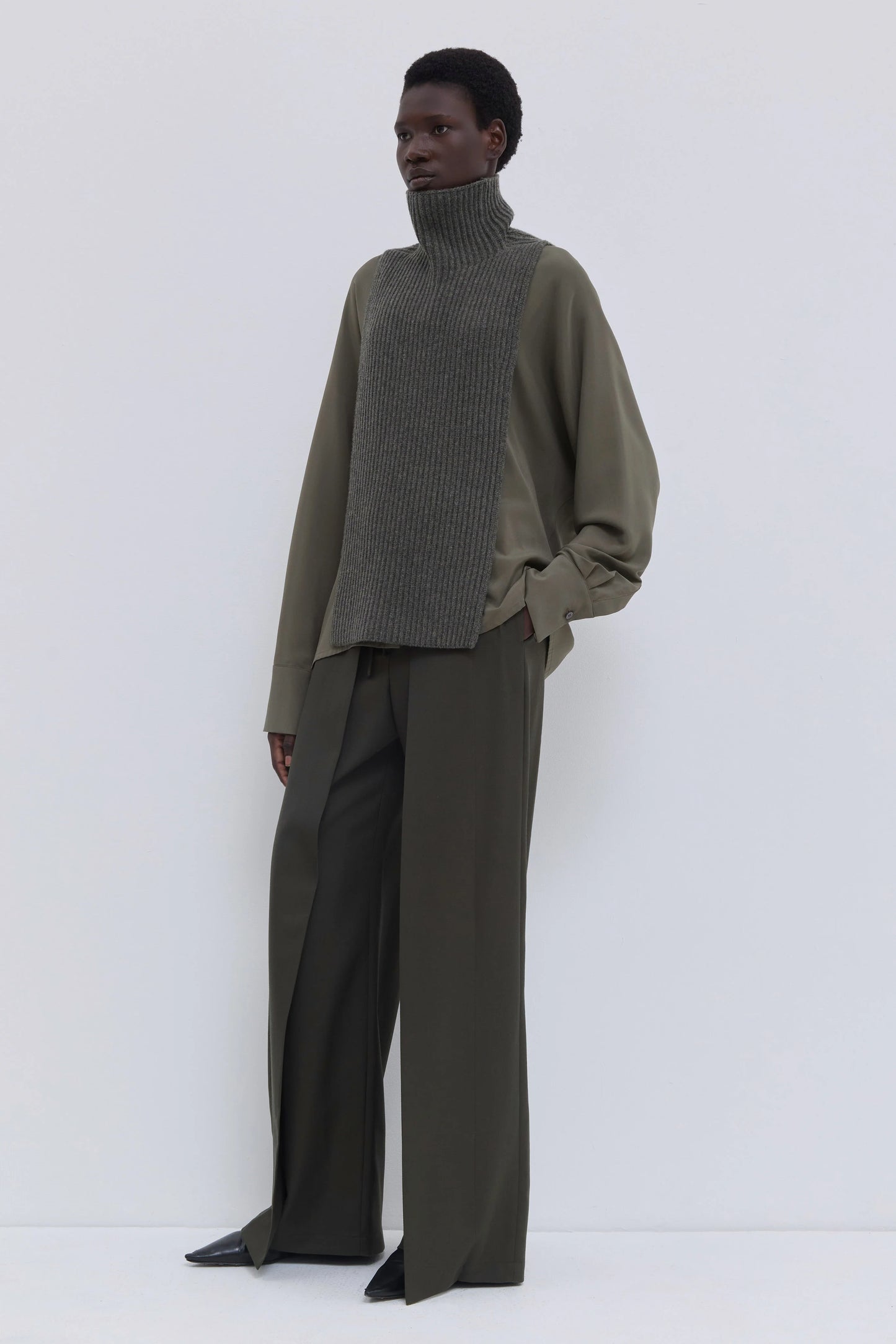 Christian Wijnants | Kawsar Ribbed Bib Turtle Neck Forest Melange