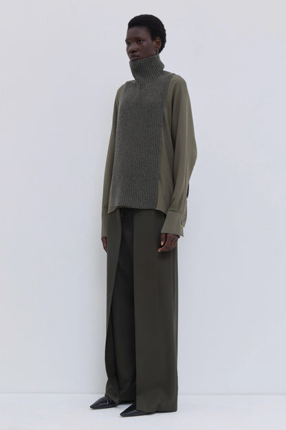 Christian Wijnants | Kawsar Ribbed Bib Turtle Neck Forest Melange