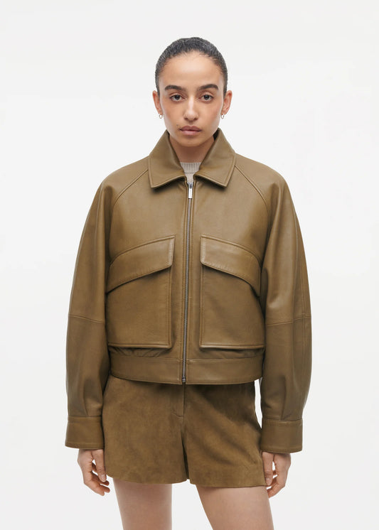 Studio AR | Ana Leather Jacket Pesto