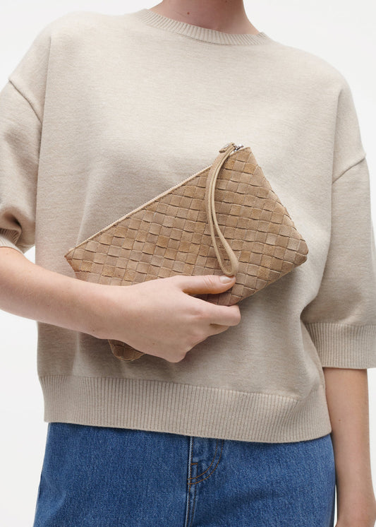 Studio AR | LIA Woven Gritty Suede Clutch