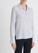 Afbeelding in Gallery-weergave laden, Vince Micro-Stripe Stretch-Silk Pullover Blouse
