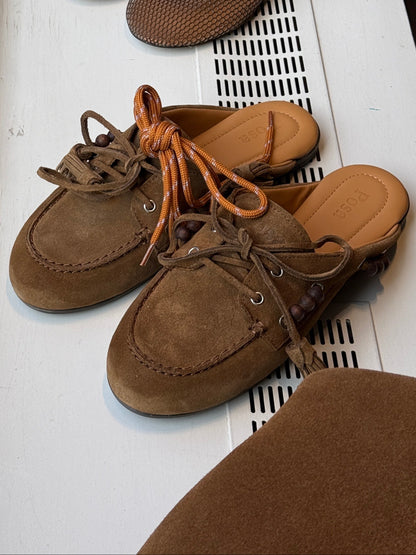 POSA | Boat Loafer Mule Beads Tobacco