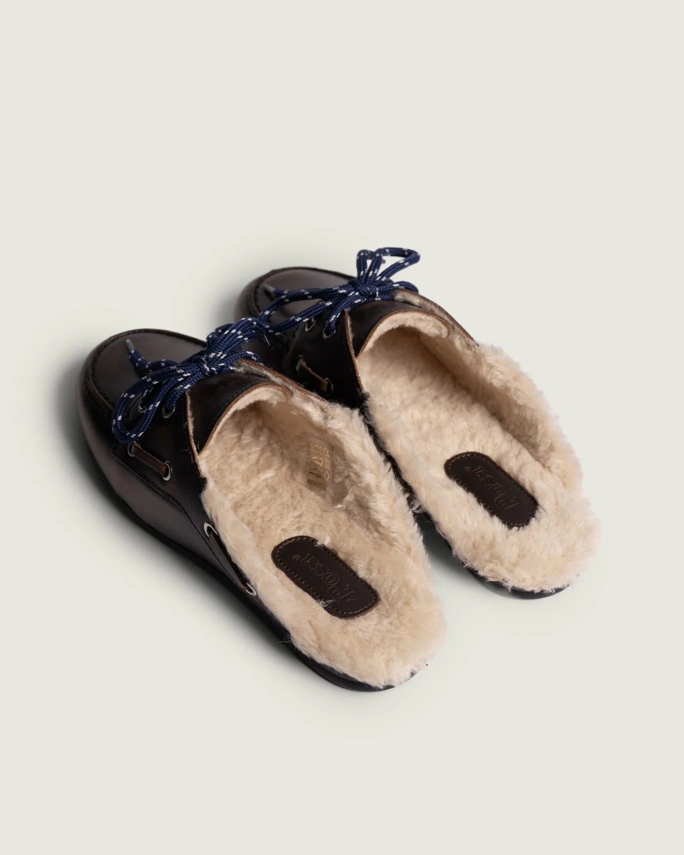 Posa | Boat Loafer Mule Fur - Brushed Leather Coffee
