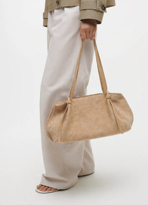 Studio AR Rosalina Gritty Suede schoudertas Olive east-west bag