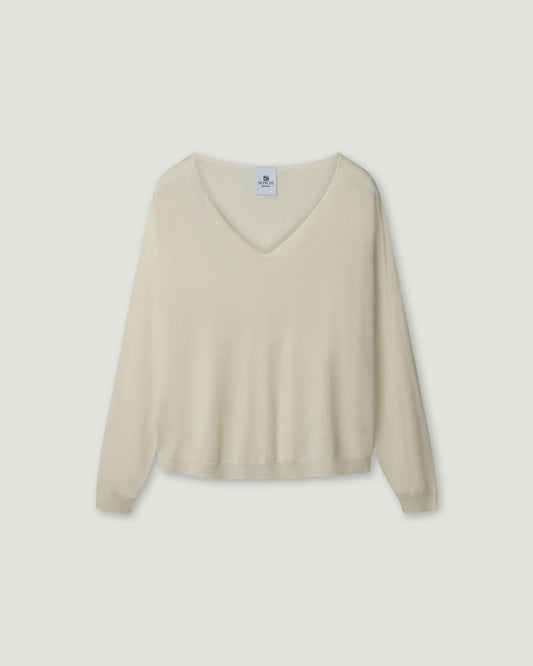 Nonchi | The Lavande Silk Sweater Cream White