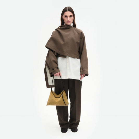 Wandler | Penelope Tote Small - Khaki Suede / Black