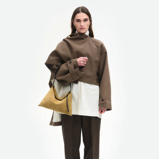 Wandler | Penelope Tote Small - Khaki Suede / Black