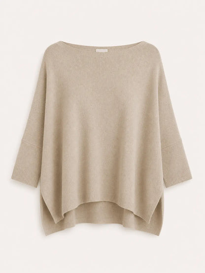 allude boat-neck cashmere pullover sweater beige