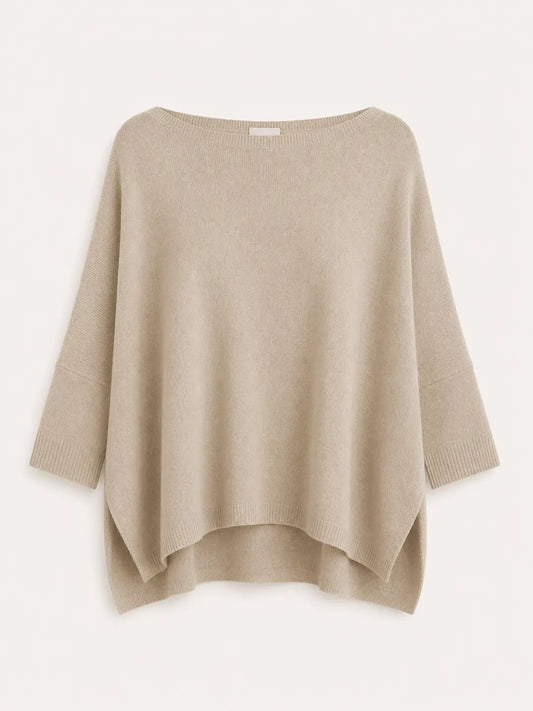 allude boat-neck cashmere pullover sweater beige