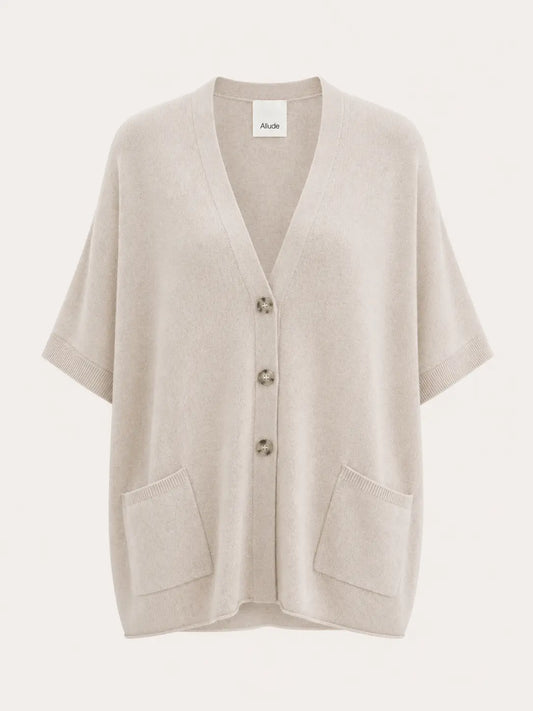 allude cardigan knit cashmere short sleeve marble