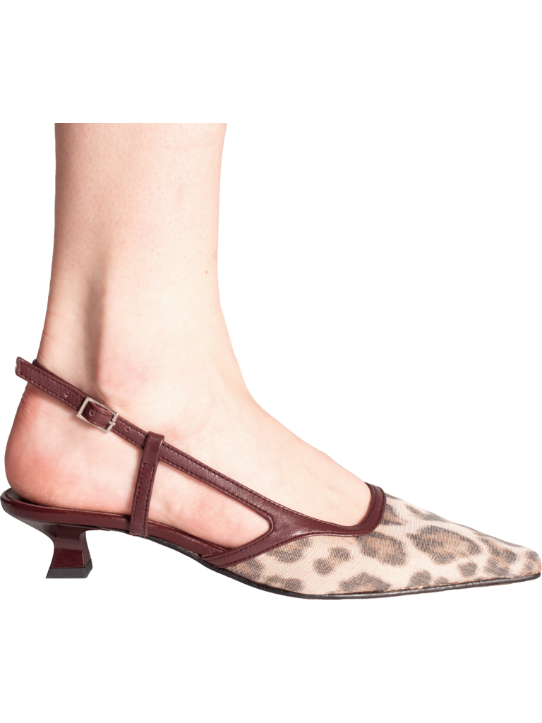 Cara Rosa | Katleen Slingbacks Bordeaux Leopard