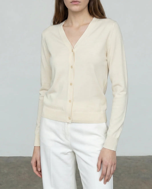 Nonchi | The Amélie Silk Cardigan Cream White
