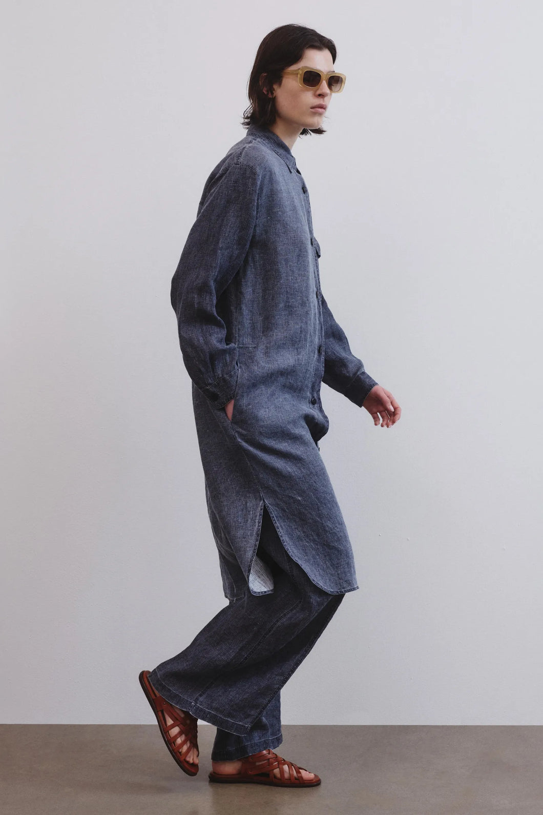Pomandère | Overhemd Jurk Indigo
