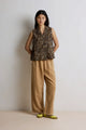 Hod Paris Bastian pantalon in nut kleur voor dames met wijde pijpen en elastische taille
