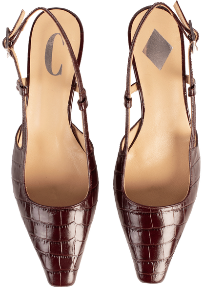 Cara Rosa | Slingbacks Bordeaux Croco
